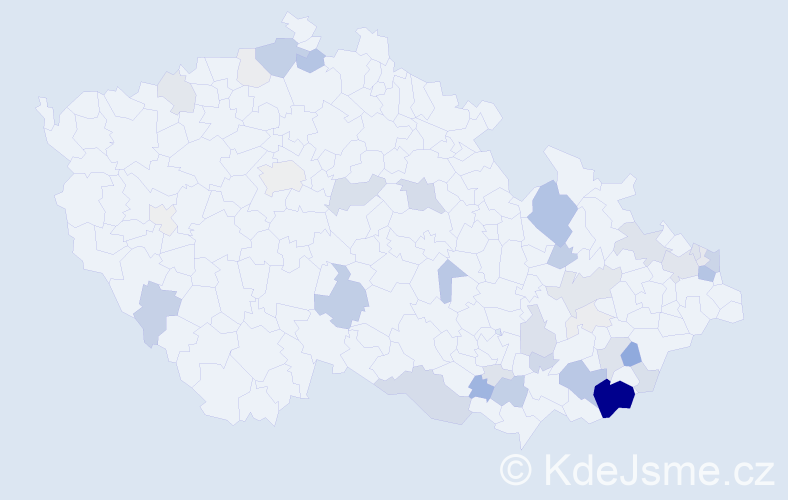 Příjmení: 'Hodulík', počet výskytů 149 v celé ČR