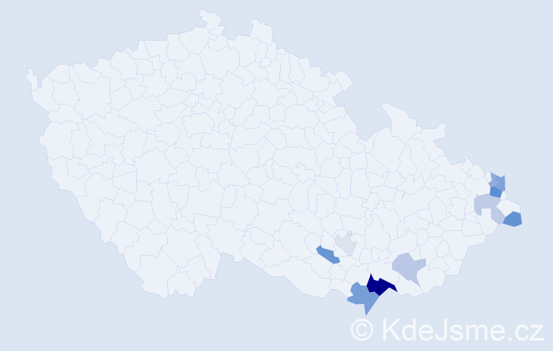 Příjmení: 'Halabrinová', počet výskytů 21 v celé ČR