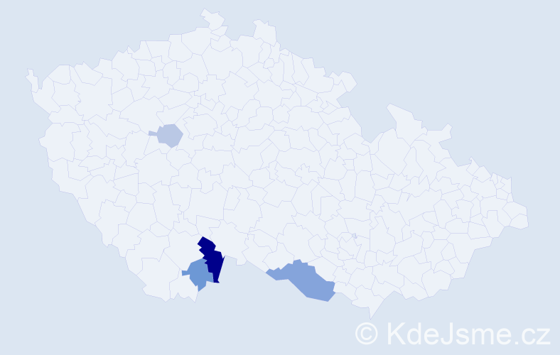 Příjmení: 'Círalová', počet výskytů 9 v celé ČR