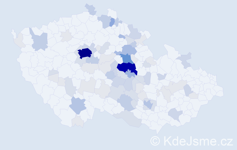 Příjmení: 'Michek', počet výskytů 250 v celé ČR