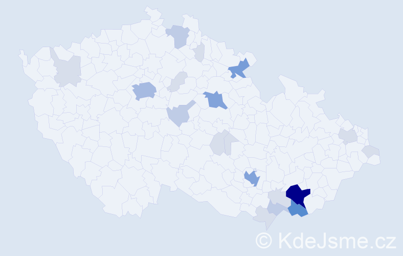 Příjmení: 'Ťoková', počet výskytů 63 v celé ČR