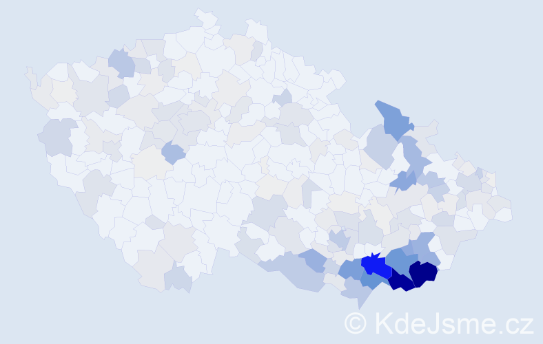 Příjmení: 'Zálešáková', počet výskytů 906 v celé ČR