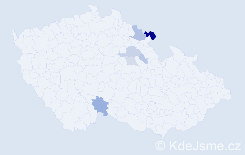 Příjmení: 'Pannyová', počet výskytů 18 v celé ČR