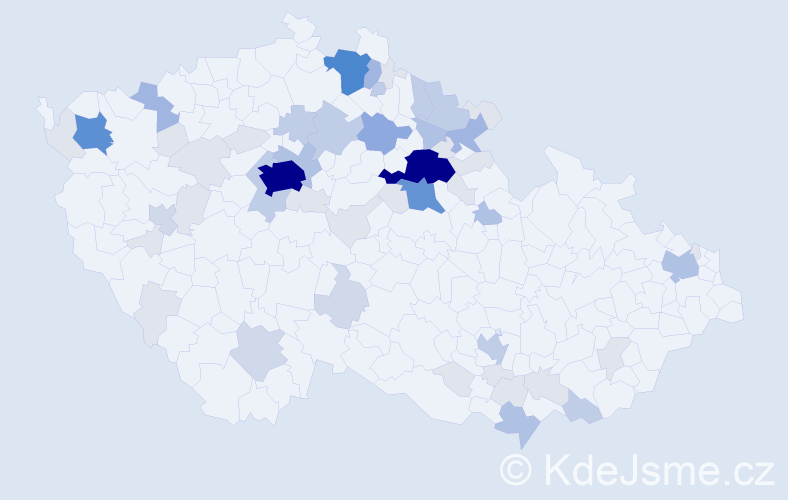 Příjmení: 'Vachek', počet výskytů 194 v celé ČR