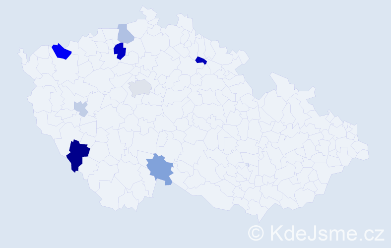 Příjmení: 'Černegová', počet výskytů 12 v celé ČR