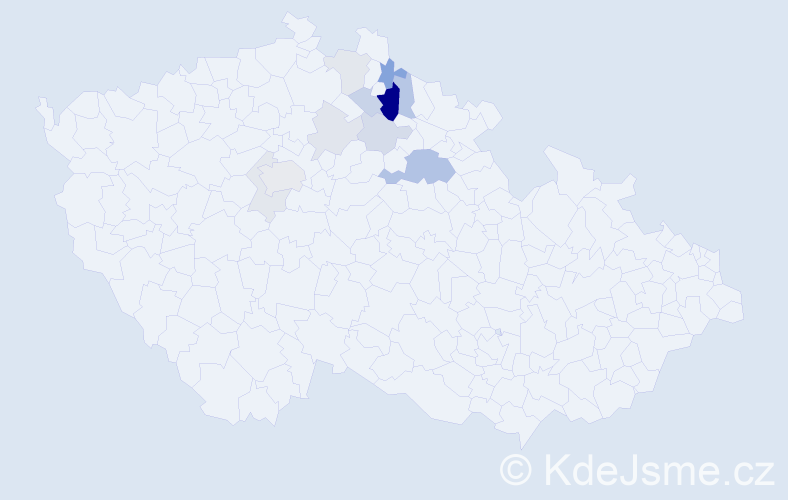 Příjmení: 'Bělonohý', počet výskytů 27 v celé ČR