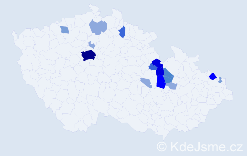 Příjmení: 'Peškar', počet výskytů 51 v celé ČR