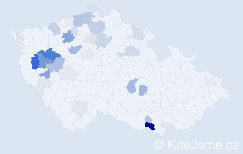 Příjmení: 'Saková', počet výskytů 126 v celé ČR