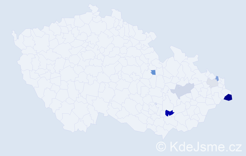 Příjmení: 'Vyšlan', počet výskytů 9 v celé ČR