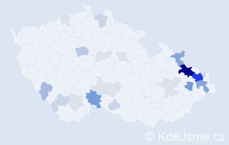 Příjmení: 'Balová', počet výskytů 96 v celé ČR