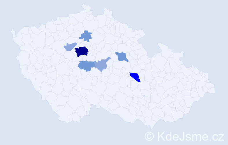 Příjmení: 'Tamelová', počet výskytů 18 v celé ČR