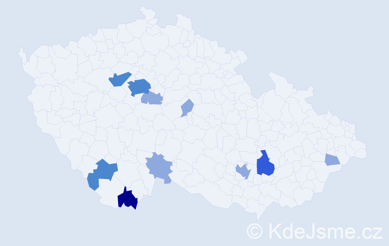 Příjmení: 'Beutl', počet výskytů 19 v celé ČR