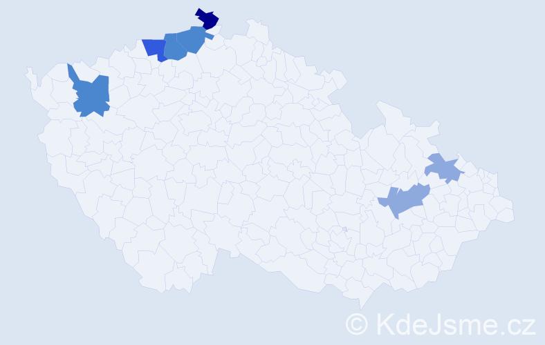 Příjmení: 'Knazovičová', počet výskytů 16 v celé ČR