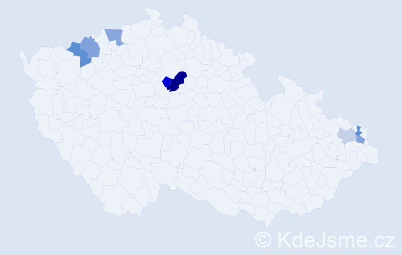 Příjmení: 'Kyrpal', počet výskytů 9 v celé ČR