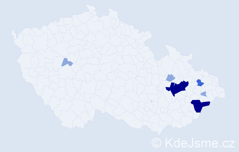 Příjmení: 'Tatalák', počet výskytů 21 v celé ČR