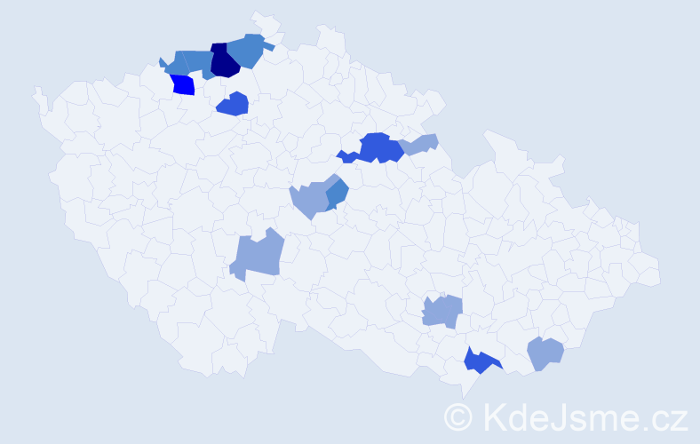 Příjmení: 'Gábel', počet výskytů 32 v celé ČR