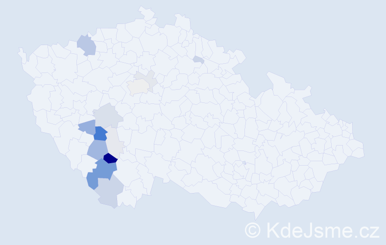 Příjmení: 'Kub', počet výskytů 61 v celé ČR