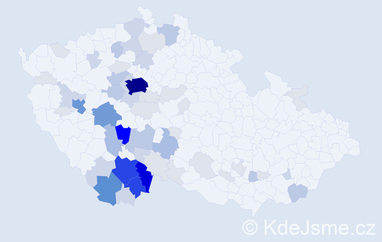 Příjmení: 'Baštýřová', počet výskytů 207 v celé ČR