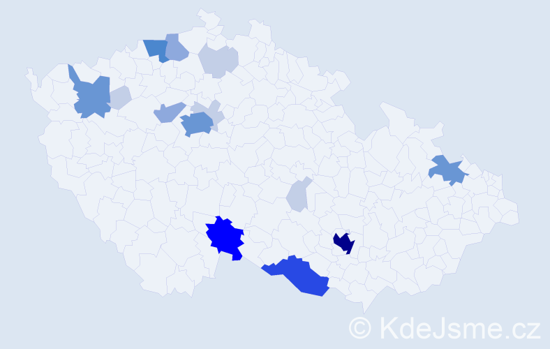 Příjmení: 'Bindr', počet výskytů 51 v celé ČR