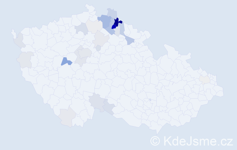 Příjmení: 'Belda', počet výskytů 107 v celé ČR