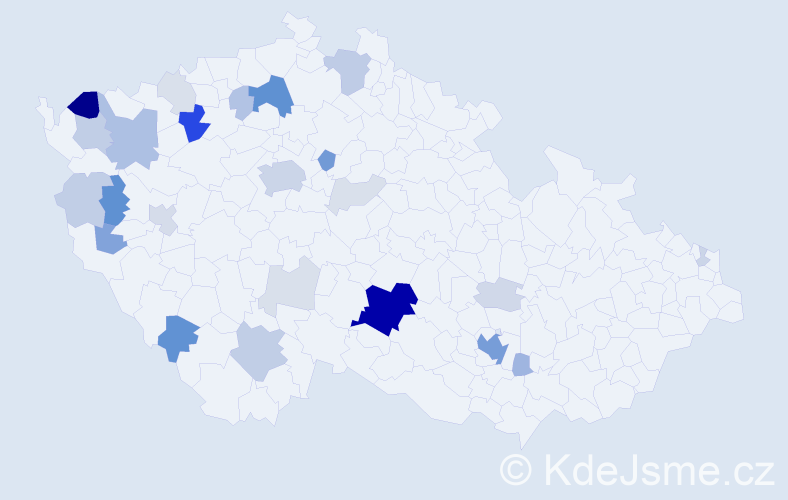 Příjmení: 'Zámková', počet výskytů 101 v celé ČR