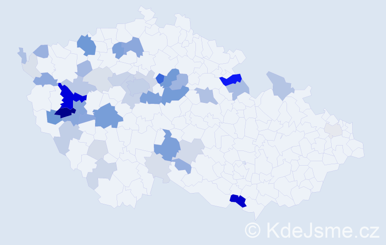 Příjmení: 'Kopejtková', počet výskytů 175 v celé ČR