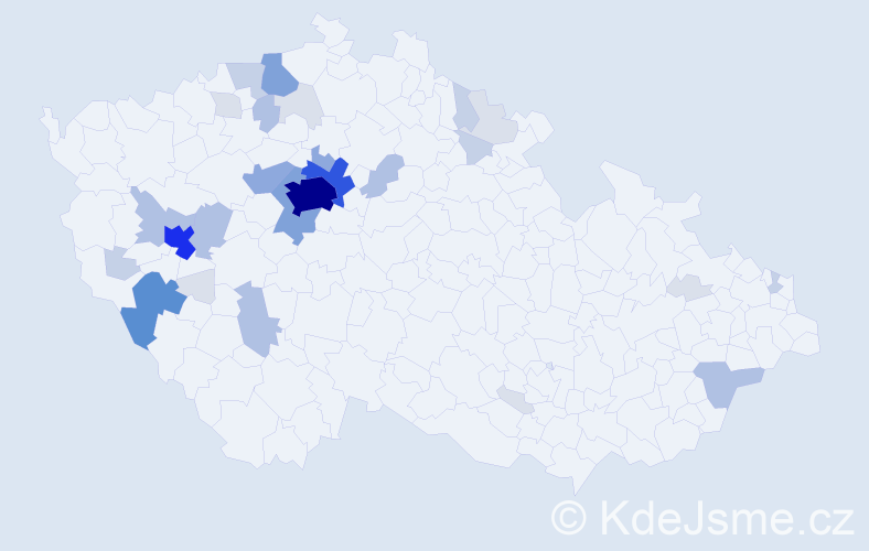 Příjmení: 'Hořánek', počet výskytů 117 v celé ČR