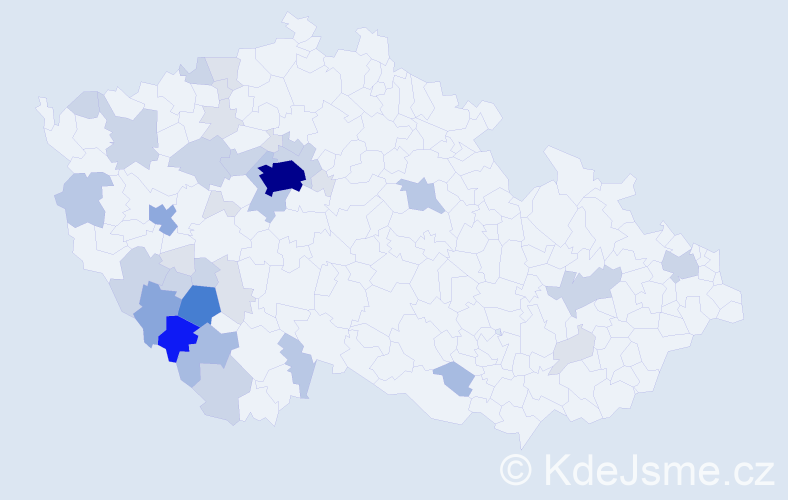 Příjmení: 'Kotál', počet výskytů 127 v celé ČR