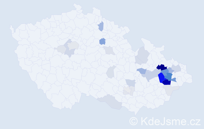 Příjmení: 'Hegar', počet výskytů 106 v celé ČR