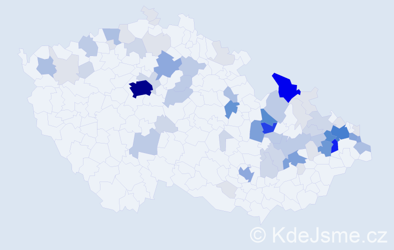 Příjmení: 'Tillová', počet výskytů 269 v celé ČR