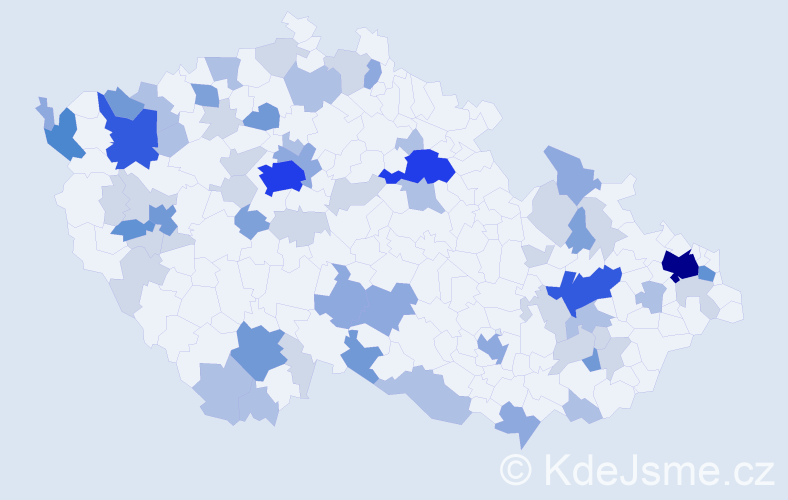 Příjmení: 'Hric', počet výskytů 185 v celé ČR