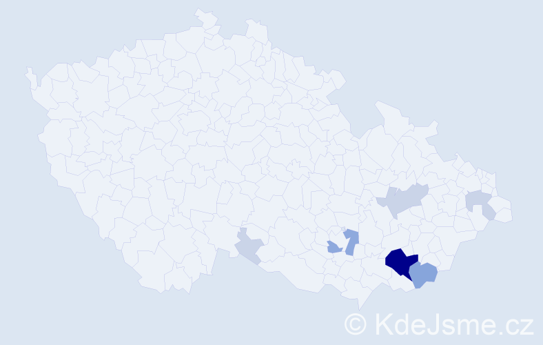 Příjmení: 'Turčinek', počet výskytů 21 v celé ČR