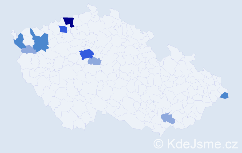 Příjmení: 'Maxim', počet výskytů 20 v celé ČR