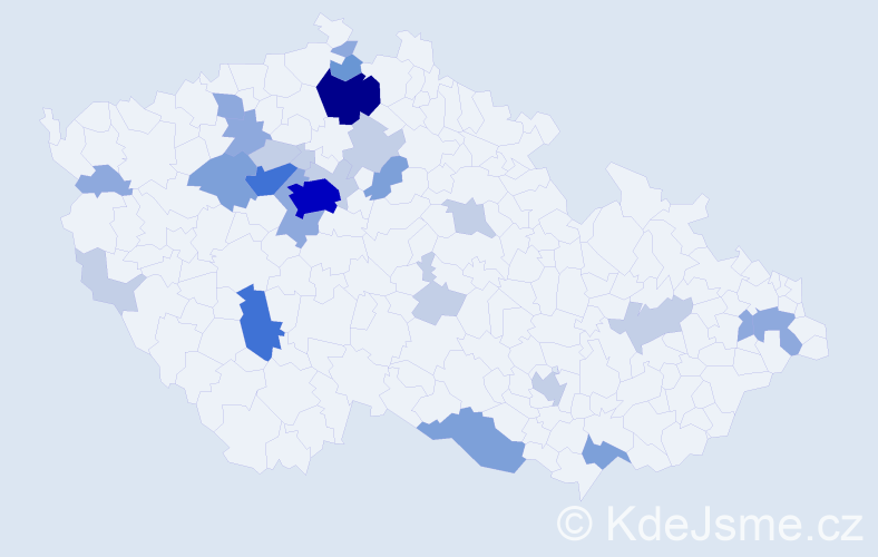 Příjmení: 'Čibera', počet výskytů 72 v celé ČR