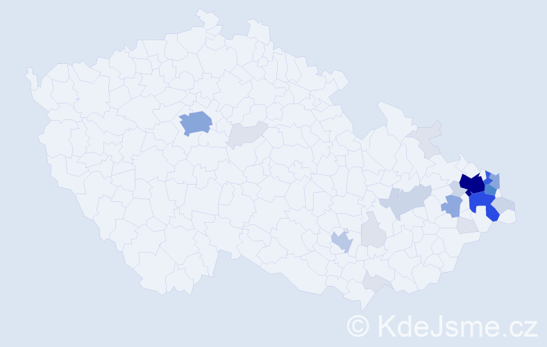 Příjmení: 'Lapišová', počet výskytů 104 v celé ČR