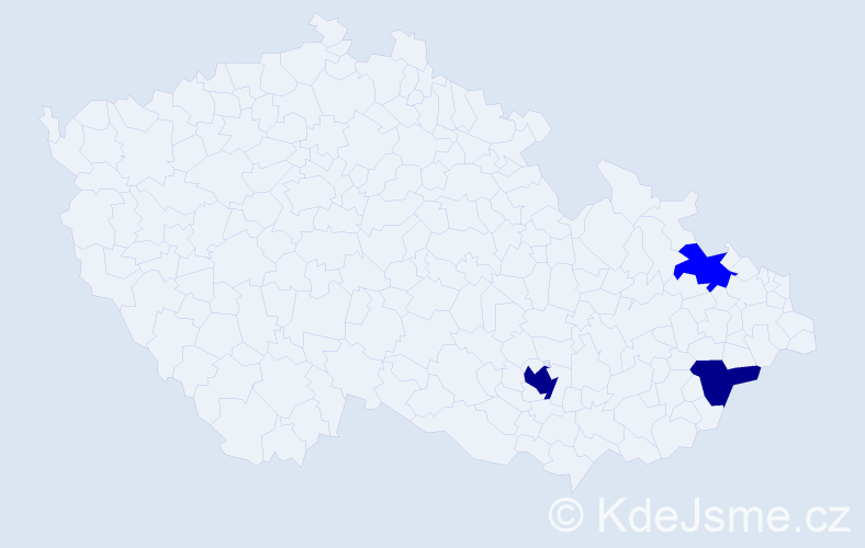 Příjmení: 'Oller', počet výskytů 5 v celé ČR