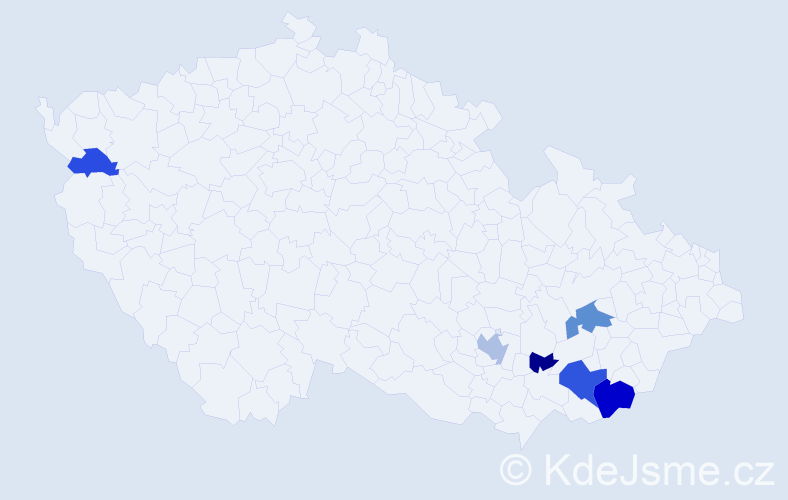 Příjmení: 'Tichopádková', počet výskytů 12 v celé ČR