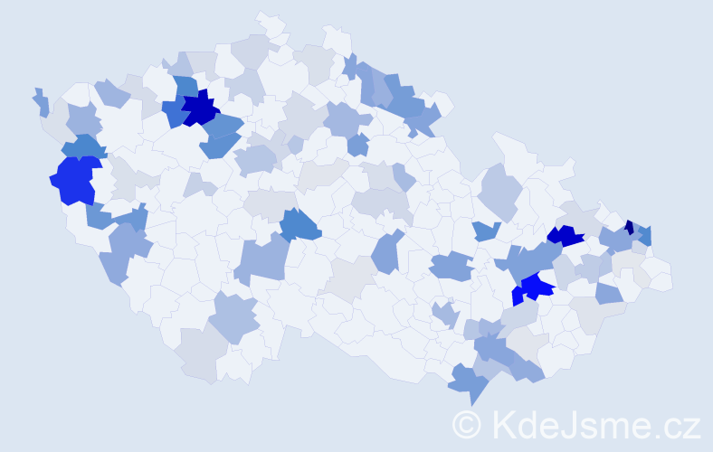Příjmení: 'Roháč', počet výskytů 343 v celé ČR