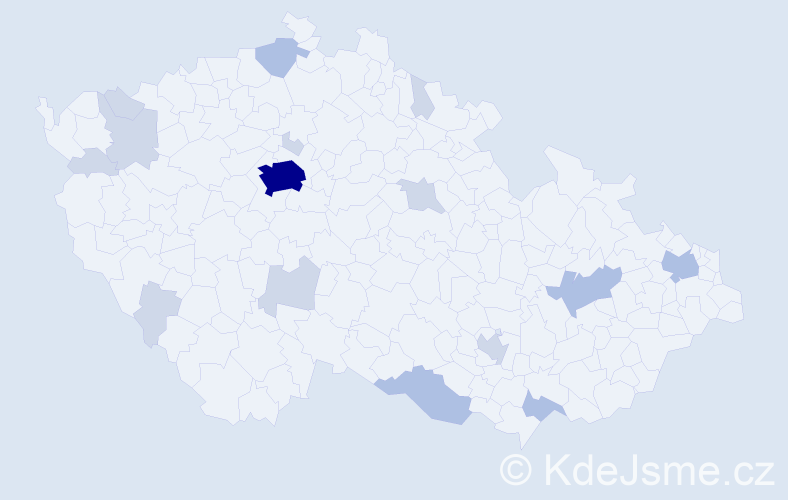 Příjmení: 'Kuzmin', počet výskytů 34 v celé ČR