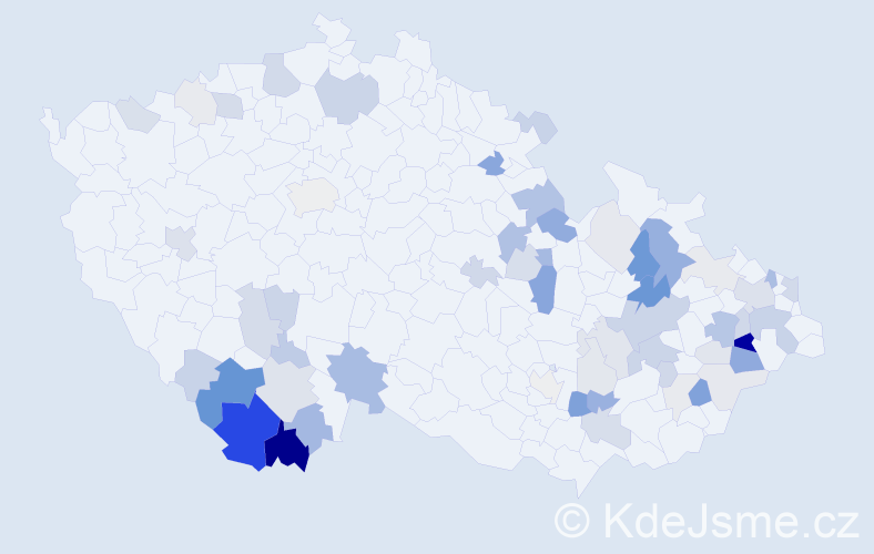 Příjmení: 'Frnková', počet výskytů 188 v celé ČR