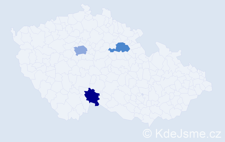 Příjmení: 'Pevala', počet výskytů 10 v celé ČR