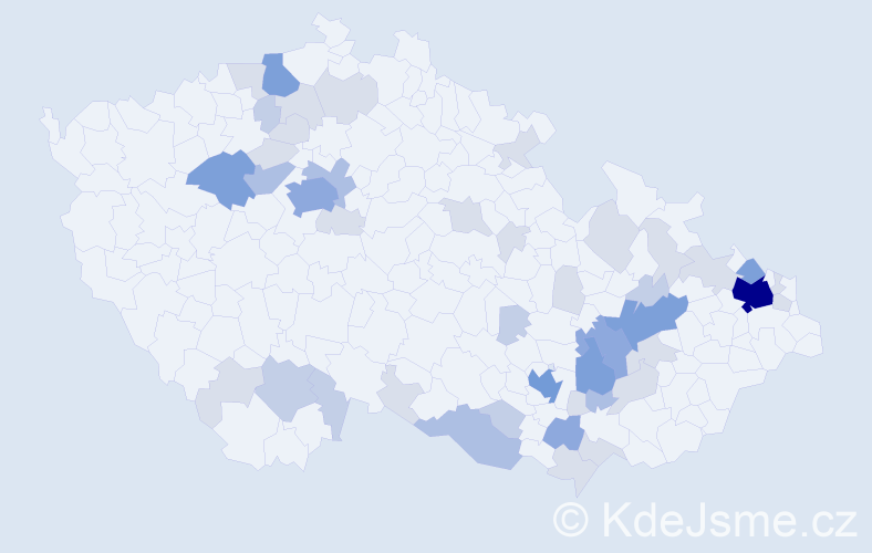 Příjmení: 'Dunaj', počet výskytů 117 v celé ČR