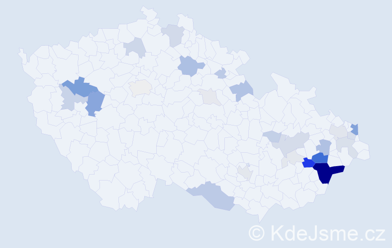 Příjmení: 'Vilém', počet výskytů 101 v celé ČR