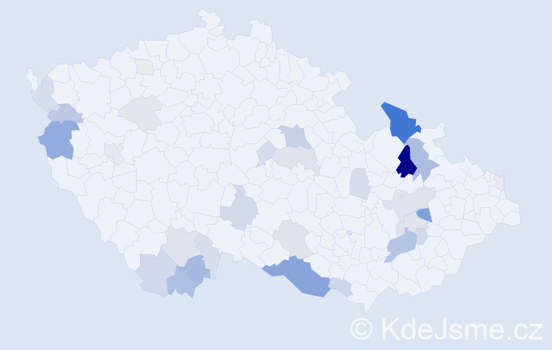 Příjmení: 'Maňurová', počet výskytů 99 v celé ČR