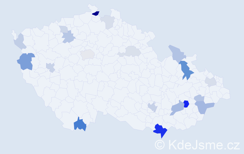 Příjmení: 'Fojtíčková', počet výskytů 44 v celé ČR
