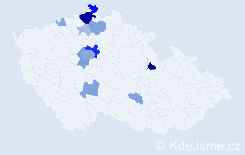 Příjmení: 'Doutnáč', počet výskytů 45 v celé ČR