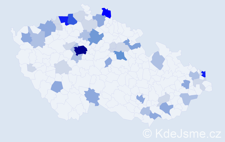 Příjmení: 'Dávid', počet výskytů 137 v celé ČR