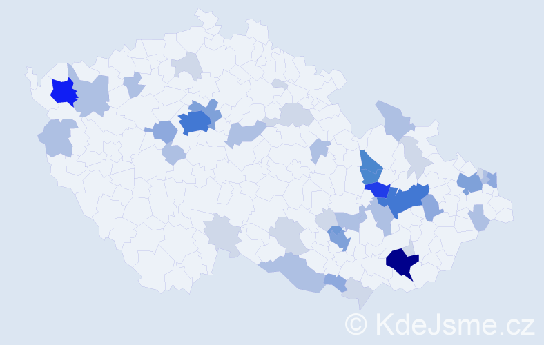 Příjmení: 'Šipková', počet výskytů 129 v celé ČR