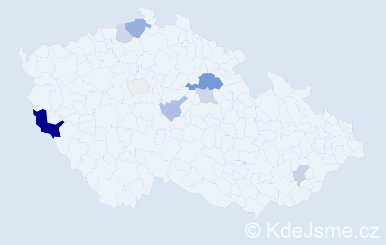 Příjmení: 'Konrádyová', počet výskytů 18 v celé ČR