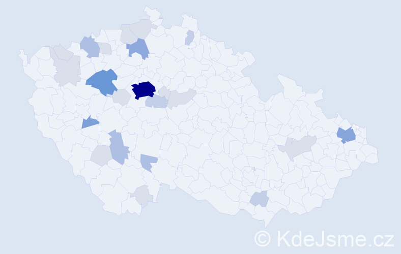 Příjmení: 'Háček', počet výskytů 71 v celé ČR